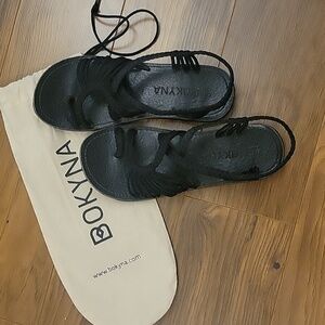 Bokyna Hand Woven Sandles, Black, Size 7